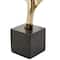 33" Gold Aluminum Bird Feather Sculpture with Black Marble Base